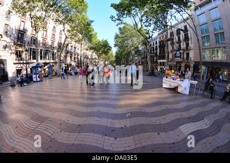Les Rambles, famosa strada di Barcellona Foto Stock
