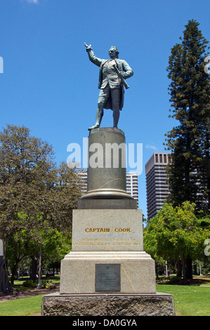 Statua il Capitano James Cook Hyde Park Sydney New South Wales AUSTRALIA Foto Stock