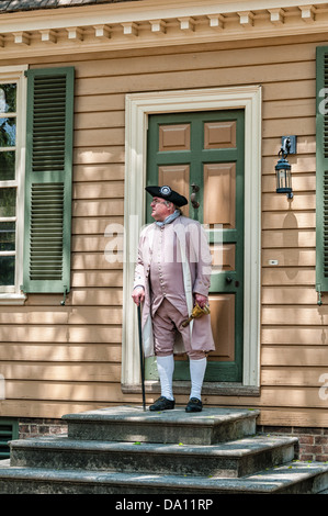 Town Crier, Reenactor, Colonial Williamsburg, Virginia Foto Stock