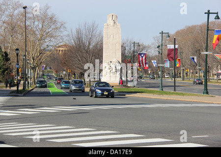 Benjamin Franklin Parkway vista in Philadelphia, Pennsylvania. Foto Stock