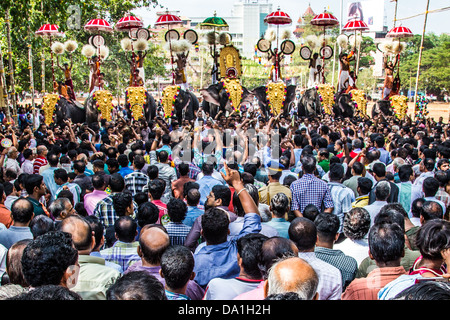 Thrissur, Pooram Festival tempio, Thrissur, Kerala, India Foto Stock