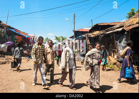 Affollato mercato Lalibela, Amhara Region, Etiopia settentrionale Foto Stock