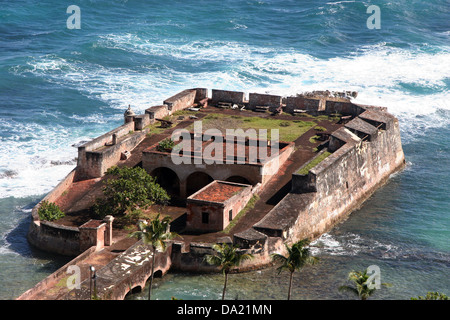 Vista aerea della Fortezza di San Geronimo del Boqueron Affitto, San Juan, Puerto Rico, Stati Uniti d'America Foto Stock