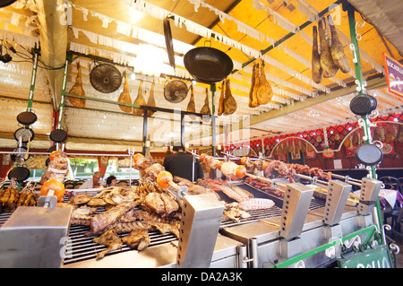 La fiera di Aprile di Siviglia, (Feria de abril de Sevilla), Cibo, Siviglia e la zona fieristica in aprile, 2013 a Siviglia, Spagna Foto Stock