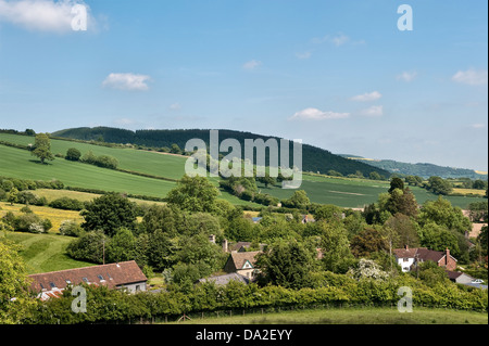 La vista del piccolo borgo di Stapleton in Herefordshire, UK, al confine con il Galles Foto Stock