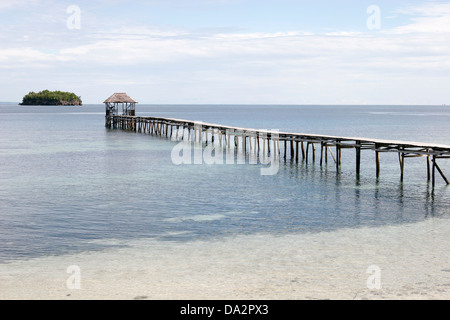 Jetty che sfocia nel mare, isole Togean, Indonesia Foto Stock