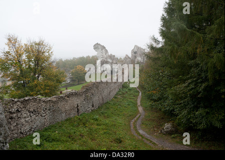 Il castello di Ogrodzieniec, Slesia Voiodeship, Polonia Foto Stock