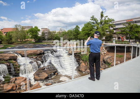 Il Parco delle Cascate sul Reedy, Greenville, SC, STATI UNITI D'AMERICA Foto Stock