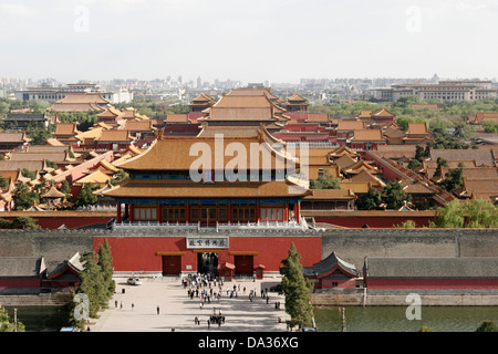 Vista aerea della città proibita (palazzo imperiale Cinese), Pechino, Cina Foto Stock