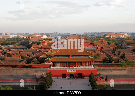 Vista aerea della città proibita (palazzo imperiale Cinese), Pechino, Cina Foto Stock