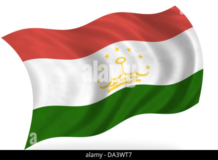Tagikistan bandiera, isolato Foto Stock