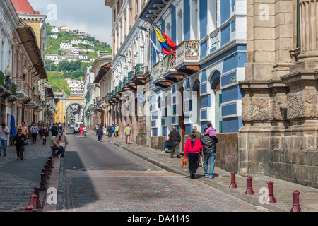 Garcia Moreno street, Quito centro storico, Provincia Pichincha, Ecuador Foto Stock