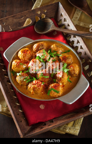 Malai kofta. Il Paneer gnocchi in una crema di pomodoro salsa India del Nord il cibo Foto Stock