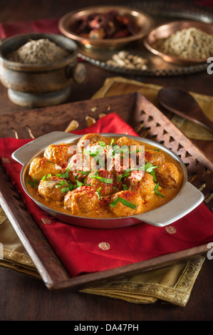 Malai kofta. Il Paneer gnocchi in una crema di pomodoro salsa India del Nord il cibo Foto Stock