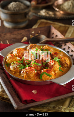 Malai kofta. Il Paneer gnocchi in una crema di pomodoro salsa India del Nord il cibo Foto Stock