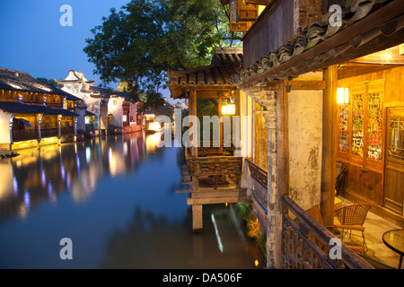 Cina, Wuzhen, Xizha Scenic Area, Xishi Scena di fiume. Foto Stock