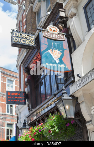 Dirty Dicks pub di Londra, Inghilterra Foto Stock