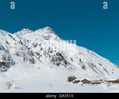 La Svizzera, Grigioni, Grigioni, Europa Sertigtal, Davos, inverno, neve montagne Foto Stock