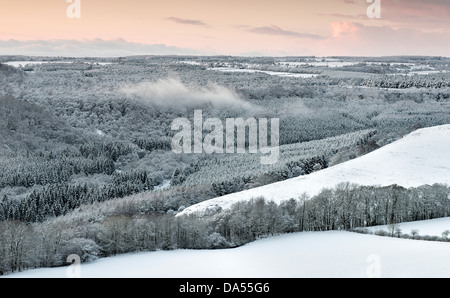 Veduta invernale di Newtondale dalla strada Levisham Foto Stock