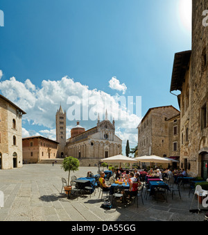 Massa Marittima, Italia, Europa, Toscana, Toscana, luogo street cafe Foto Stock