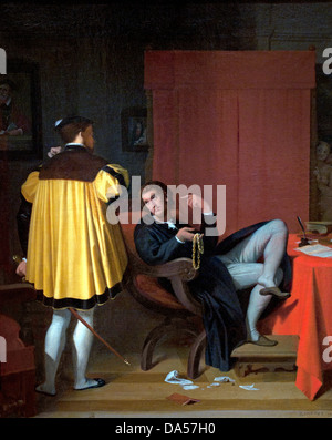 L'Arétin et l'envoyé de Charles Quint - Aretino e l'Inviato di Carlo V nel 1848 Jean Auguste Dominique Ingres Francia Foto Stock