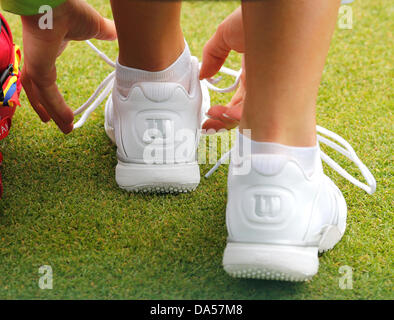 Il torneo di Wimbledon, Londra, Regno Unito. 03 Luglio, 2013. Giorno Nove del Wimbledon Tennis Championships 2013 tenutosi presso il All England Lawn Tennis e Croquet Club di Londra, Inghilterra, Regno Unito. Scarpe da tennis Credit: Azione Plus immagini di sport/Alamy Live News Foto Stock