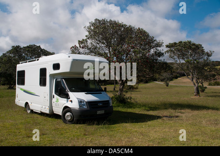 Bevande spiritose Bay o Kapowairua è una DoC campeggio nel lontano subtropicale a nord della Nuova Zelanda a soli cinque minuti dalla spiaggia. Foto Stock