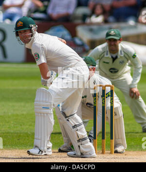 Worcester, Regno Unito. 4 luglio 2013. Australia Michael Clarke durante il giorno tre del pre ceneri warm up gioco tra Australia e Worcestershire in Strada Nuova Terra sulla luglio 04, 2013 a Worcester, Inghilterra. (Foto di Mitchell Gunn/ESPA/Alamy Live News) Foto Stock