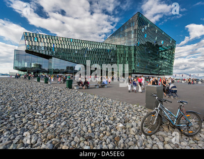Concerto di Harpa e Convention Center, Reykjavik, Islanda Foto Stock