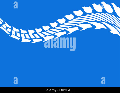 Sfondo blu con pneumatico bianco via design Foto Stock