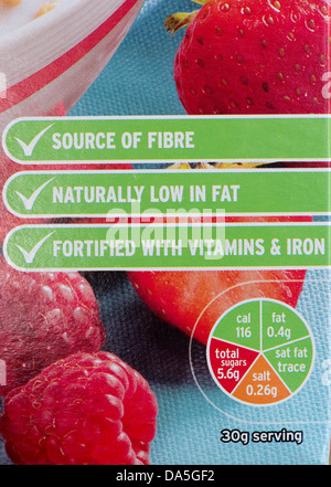 Sainsburys semaforo etichettatura il confezionamento alimentare Foto Stock