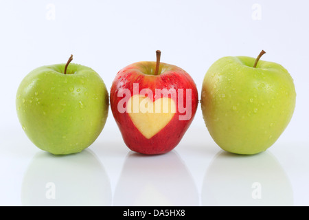 1, agraria, Apple, dettaglio, frutta, salute, sfondo, pomes, close-up, frutta, qualità, riflessione, pioggia raindrop, riga SVIZZ Foto Stock