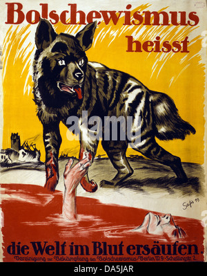 La Prima Guerra Mondiale La Prima guerra mondiale, la prima guerra mondiale, guerra mondiale, guerra, l'Europa, propaganda, poster, Germania, Europa, tedesco, la propaganda poster, Lupo, Foto Stock