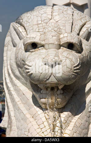 Asia, Singapore,Singapore città,uno Fullerton,Parco Merlion, statua Merlion Foto Stock