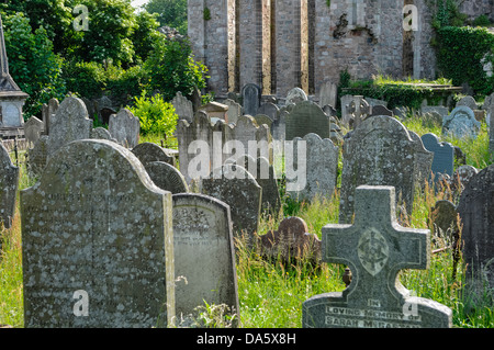 Le lapidi in un cimitero vecchio Foto Stock