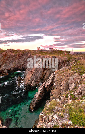 Camper, camper, camper, Bonavista, Faro, Terranova, Canada, sera, costa, rocce, mare Foto Stock