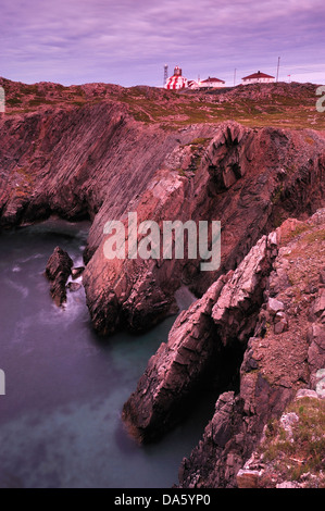 Camper, camper, camper, Bonavista, Faro, Terranova, Canada, sera, costa, rocce, mare, scogliere Foto Stock