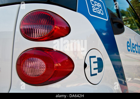 Auto elettrica, E-Smart, trazione elettrica, Smart, carsharing, kt CAR2Go, Blaustein, Svevo, Baden-Württemberg, Germania, Europa Foto Stock