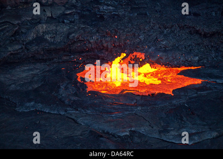 Incandescenza, alimentarsi, lava, eruzione, Ertale, vulcano, volcanical, Africa, montagna, montagne, incendio, natura, Etiopia, Foto Stock