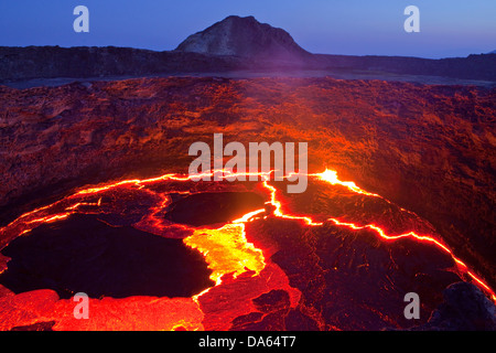 Incandescenza, alimentarsi, lava, eruzione, Ertale, vulcano, volcanical, Africa, montagna, montagne, incendio, natura, Etiopia, Foto Stock