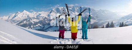 Sciatore, zona sciistica, Adelboden, inverno, il cantone di Berna Oberland Bernese, montagna, Montagne, sci sci, sport invernali, carving, Foto Stock