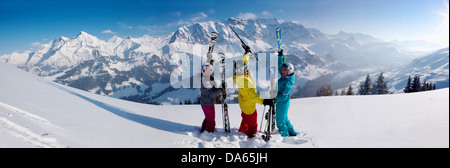 Sciatore, zona sciistica, Adelboden, inverno, il cantone di Berna Oberland Bernese, montagna, Montagne, sci sci, sport invernali, carving, Foto Stock