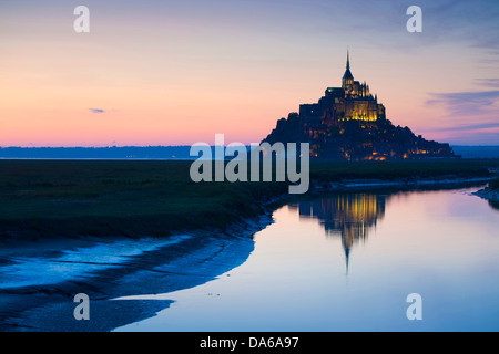 San Michel's mount, Mont Saint-Michel, mont st. Michel, Francia, Europa, Normandia, dipartimento alcuni, UNESCO, mondiale culturale herit Foto Stock