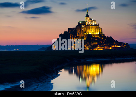 San Michel's mount, Mont Saint-Michel, mont st. Michel, Francia, Europa, Normandia, dipartimento alcuni, UNESCO, mondiale culturale herit Foto Stock