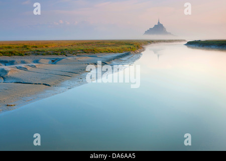 San Michel's mount, Mont Saint-Michel, mont st. Michel, Francia, Europa, Normandia, dipartimento alcuni, UNESCO, mondiale culturale herit Foto Stock