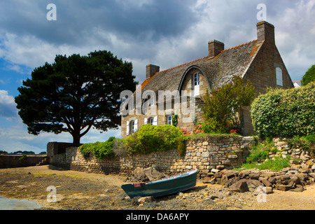 Saint Cado, Francia, Europa, Bretagna, dipartimento Morbihan, house, casa, barca Foto Stock