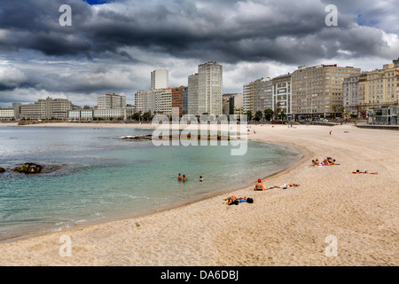 Spiaggia di Riazor La Coruña Galizia Spagna Foto Stock