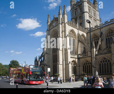 Chiesa abbaziale con torre bagno, Somerset, Inghilterra Foto Stock