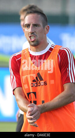 Arco, Italia. 04 Luglio, 2013. Monaco di Baviera Franck Ribery prende parte in pratica al training camp del FC Bayern Monaco di Baviera in Arco, Italia, 04 luglio 2013. Il team si sta preparando per la prossima stagione al training camp in Arco dal 04 fino al 12 luglio 2013. Foto: Karl-Josef Hildenbrand/dpa/Alamy Live News Foto Stock