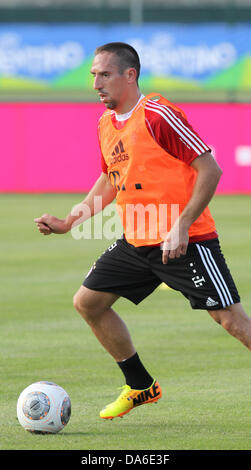 Arco, Italia. 04 Luglio, 2013. Monaco di Baviera Franck Ribery prende parte in pratica al training camp del FC Bayern Monaco di Baviera in Arco, Italia, 04 luglio 2013. Il team si sta preparando per la prossima stagione al training camp in Arco dal 04 fino al 12 luglio 2013. Foto: Karl-Josef Hildenbrand/dpa/Alamy Live News Foto Stock